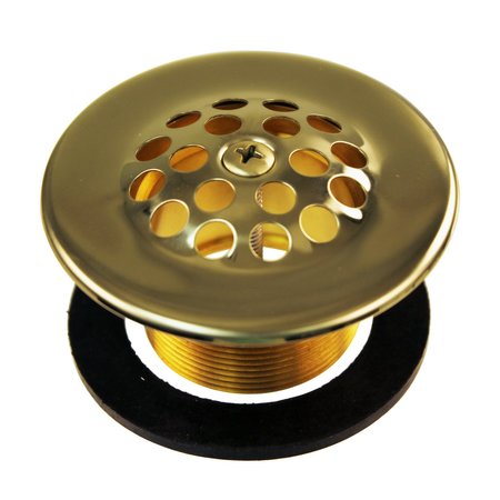 WESTBRASS 1-3/8” Bath Drain W/ Grid and Screw in Polished Brass D3311-F-01